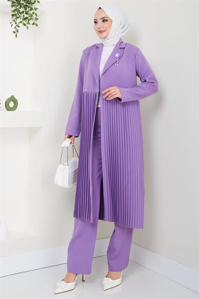 Piliseli Ceketli İkili Takım Lila HM2396