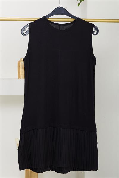 Piliseli Penye İçlik Sıfır Kol Siyah  HM2695