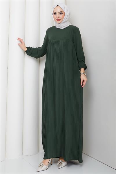 Robalı Piliseli Ayrobin Elbise Haki HM2872