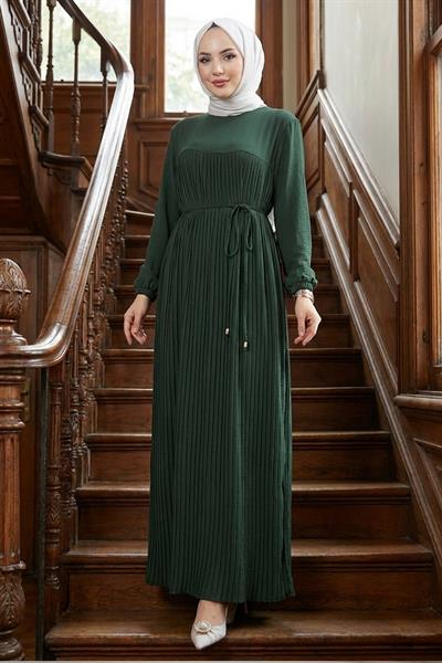 Robalı Piliseli Ayrobin Elbise Haki HM2872