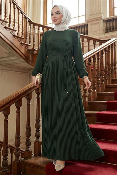 Robalı Piliseli Ayrobin Elbise Haki HM2872