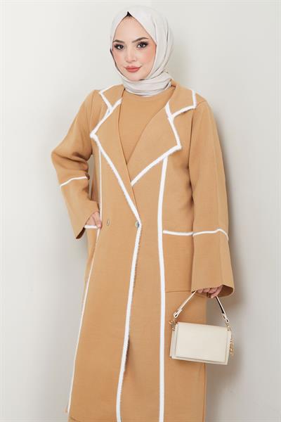 Sakal Garnili Üçlü Triko Takım Camel HM2534