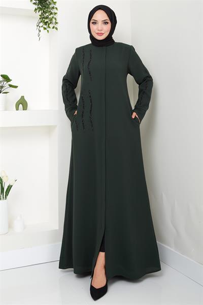 Sevgi Taşlı Ferace Haki HM2481