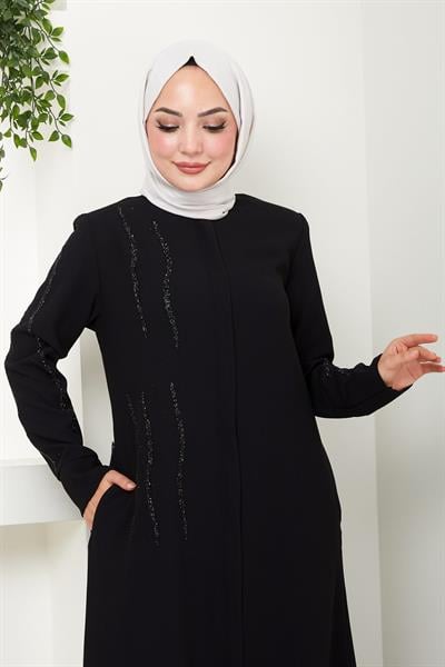 Sevgi Taşlı Ferace Siyah HM2481