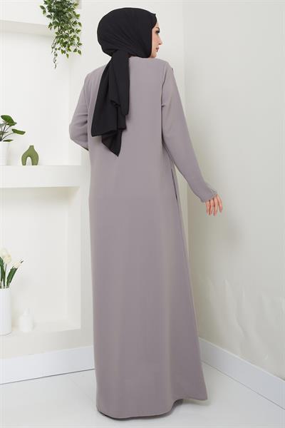 Simge Taşlı Ferace Gri HM2480