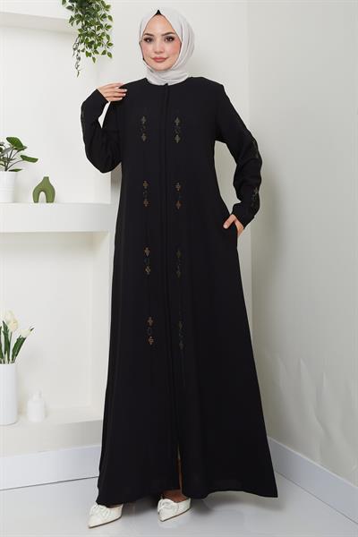 Simge Taşlı Ferace Siyah HM2480