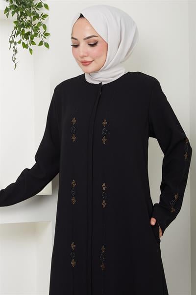 Simge Taşlı Ferace Siyah HM2480