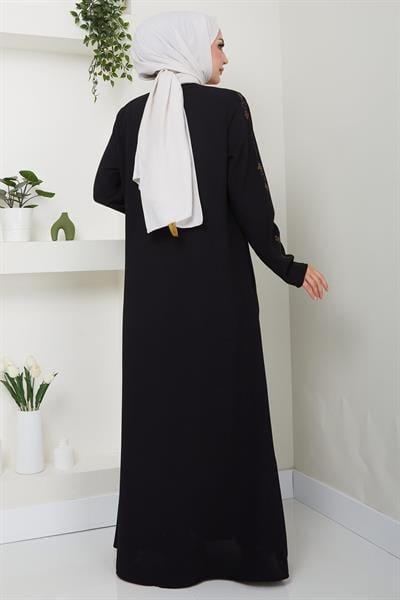 Simge Taşlı Ferace Siyah HM2480