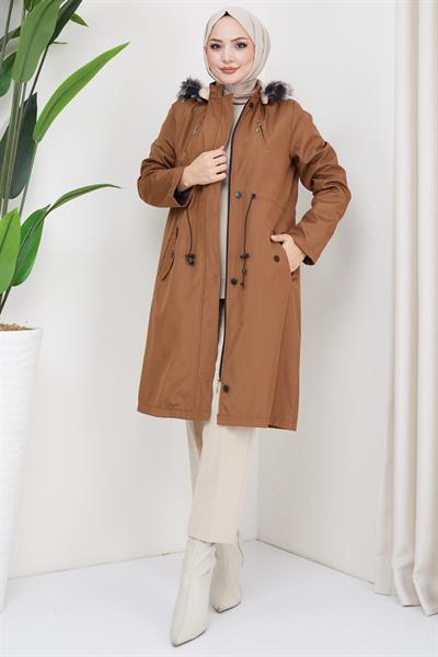 Süs Cepli İçi Kürklü Mont Taba HM2322