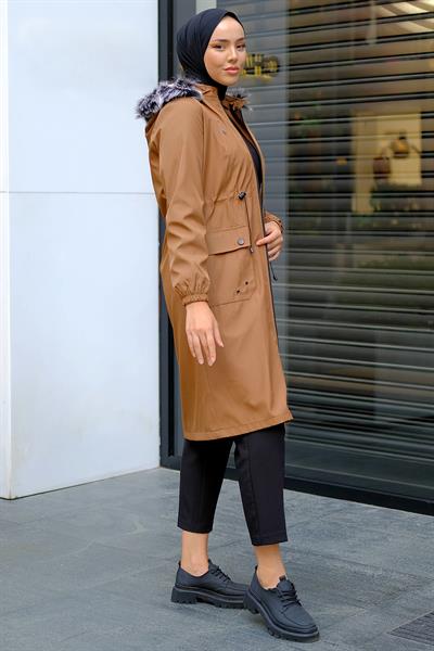 Süs Cepli İçi Peluş Mont Taba HM2295