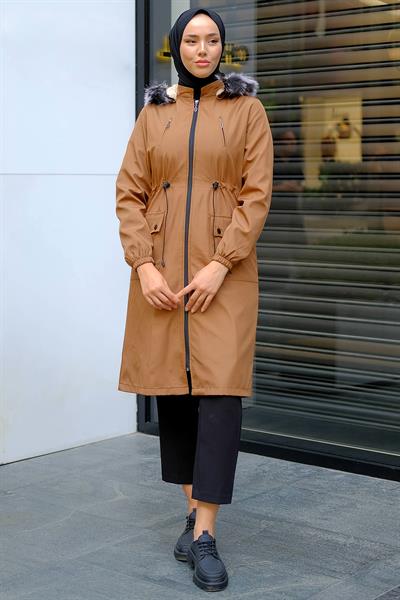 Süs Cepli İçi Peluş Mont Taba HM2295