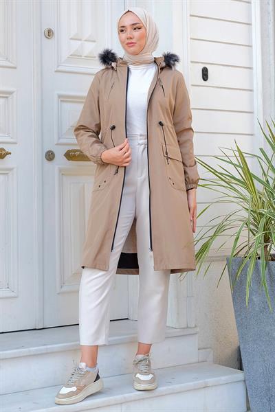 Süs Cepli İçi Peluş Mont Vizon HM2295