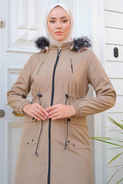 Süs Cepli İçi Peluş Mont Vizon HM2295