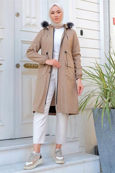 Süs Cepli İçi Peluş Mont Vizon HM2295