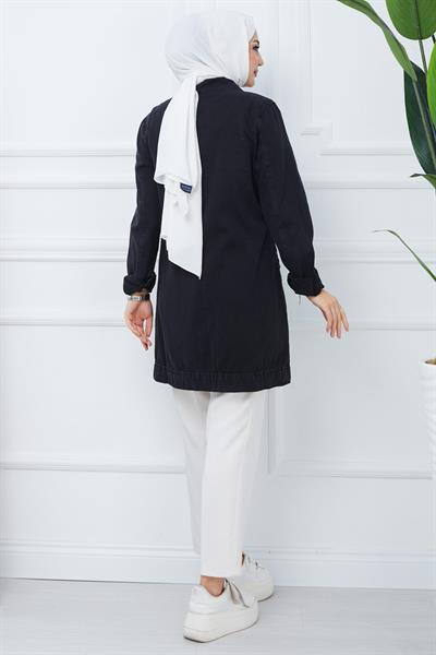 Taş Baskılı Kot Ceket Siyah HM2377