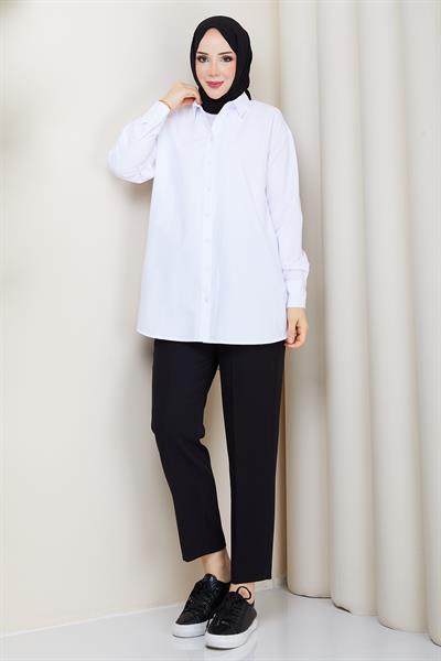Tesettür Gömlek Beyaz HM2894