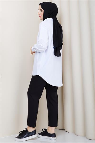 Tesettür Gömlek Beyaz HM2894