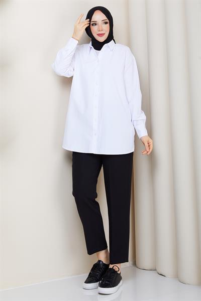 Tesettür Gömlek Beyaz HM2894