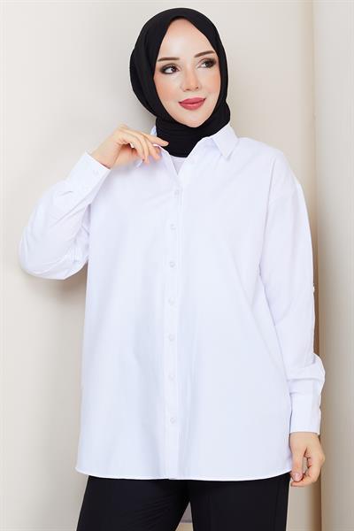 Tesettür Gömlek Beyaz HM2894