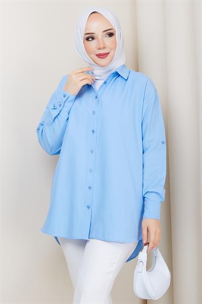 Tesettür Gömlek Mavi HM2894