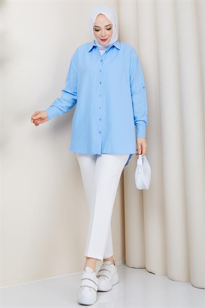 Tesettür Gömlek Mavi HM2894