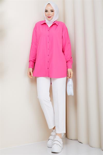 Tesettür Gömlek Pembe HM2894