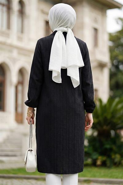 Uzun Düğmeli Tunik Siyah HM262109