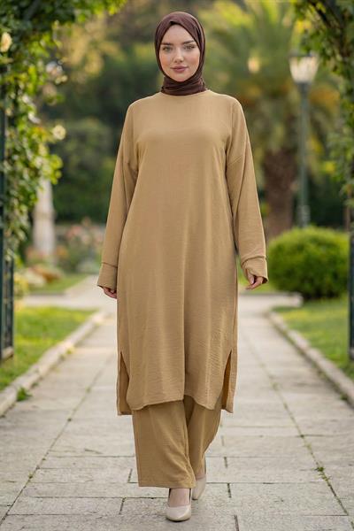 Uzun Tunikli Ayrobin Takım Camel HM2770