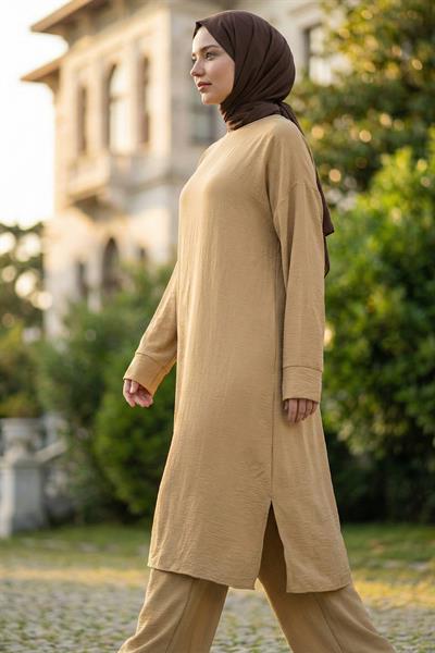 Uzun Tunikli Ayrobin Takım Camel HM2770