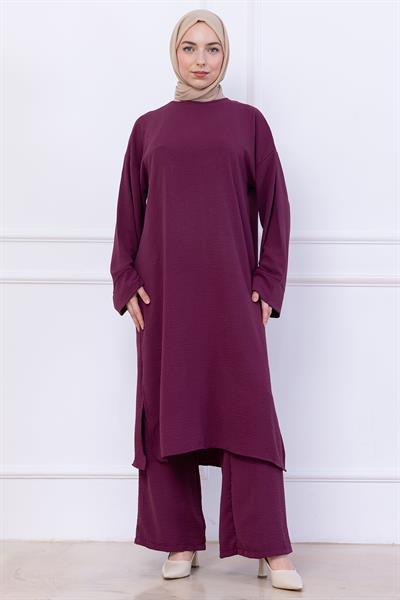 Uzun Tunikli Ayrobin Takım Mürdüm HM2770