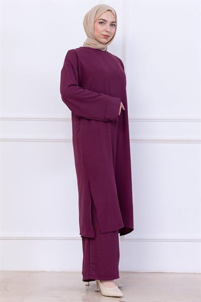 Uzun Tunikli Ayrobin Takım Mürdüm HM2770