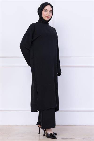 Uzun Tunikli Ayrobin Takım Siyah HM2770
