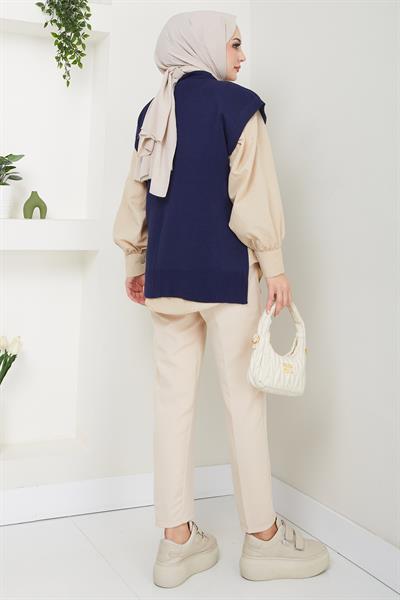 V Yaka Triko Süveter Lacivert HM2635