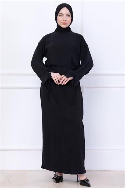 Yandan Bağlamalı Ayrobin Etekli Takım Siyah HM2738