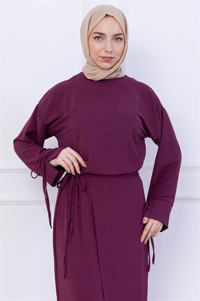 Yandan Bağlamalı Ayrobin Etekli Takım Mürdüm HM2738