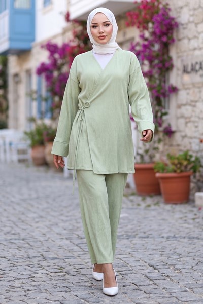 Yandan Bağlamalı Kimono Takım Mint HM2935