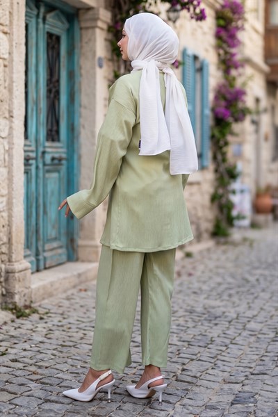 Yandan Bağlamalı Kimono Takım Mint HM2935