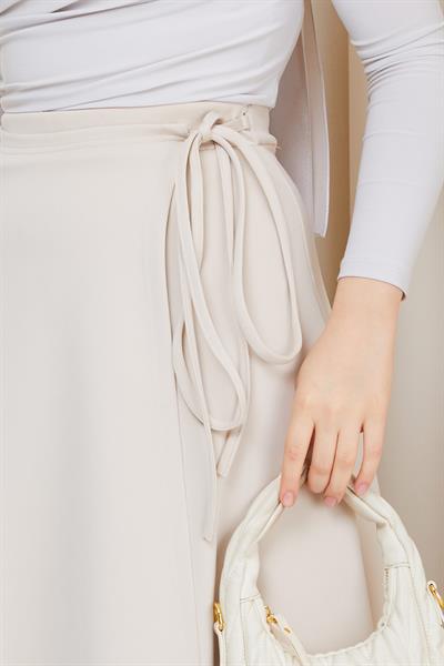 Yandan Bağlamalı Scuba Etek Krem HM2870