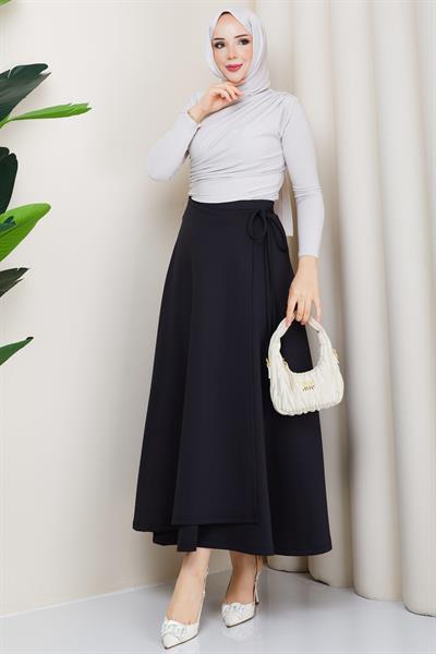 Yandan Bağlamalı Scuba Etek Siyah HM2870