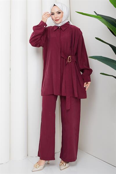Yandan Tokalı İkili Takım Bordo HM2882