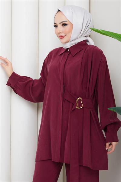 Yandan Tokalı İkili Takım Bordo HM2882