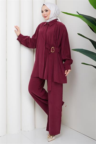 Yandan Tokalı İkili Takım Bordo HM2882