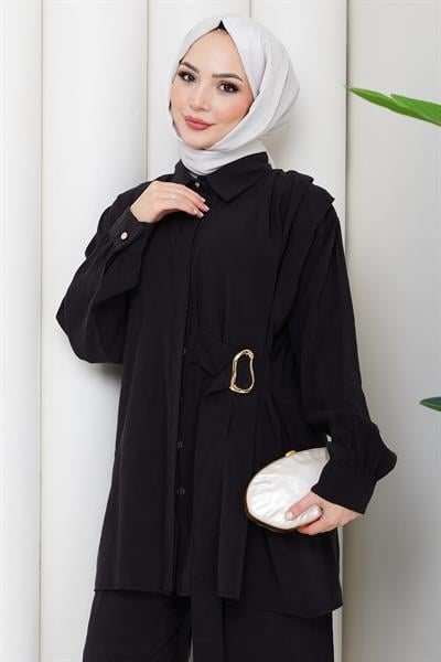 Yandan Tokalı İkili Takım Siyah HM2882