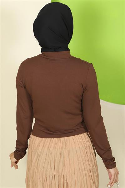 Yarım Fermuarlı Body Kahverengi HM2830