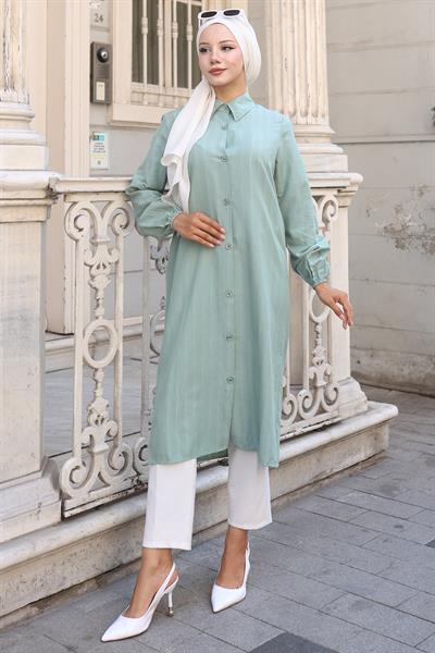 Yazlık Uzun Pamuklu Tunik Mint HM2109