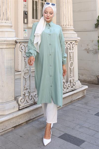 Yazlık Uzun Pamuklu Tunik Mint HM2109