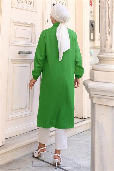 Yazlık Uzun Pamuklu Tunik Yeşil HM2109