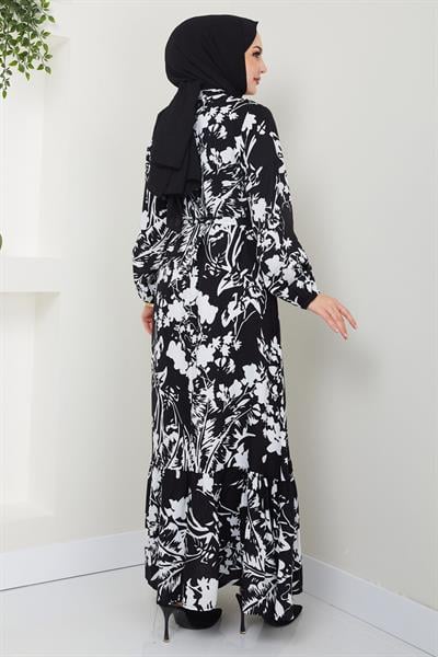 Yonca Yazlık Viskon Elbise Siyah HM2410