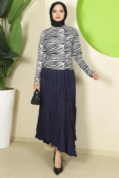 Zebra Desenli Bisiklet Yaka Body Beyaz HM2825
