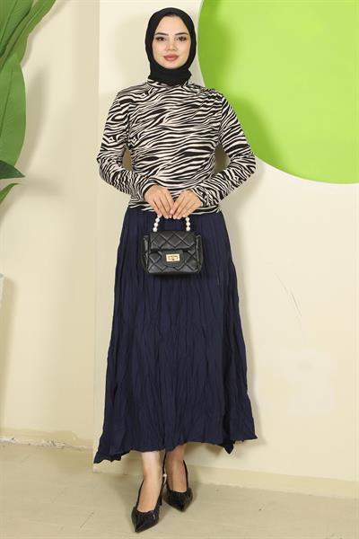 Zebra Desenli Drapeli Body Bej HM2829